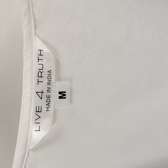 Live 4 Truth Blouse Size Medium White Front Tie Puff Short Sleeve - Picture 2 of 6
